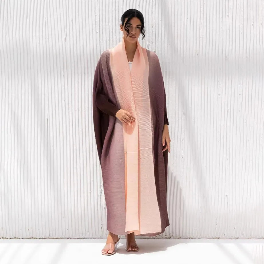 LADIES PLEATED LONG-SLEEVE ROBE COAT