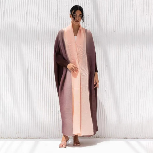 LADIES PLEATED LONG-SLEEVE ROBE COAT