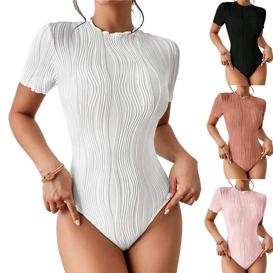 LADIES ROUND NECK SHORT SLEEVE BODYSUITS