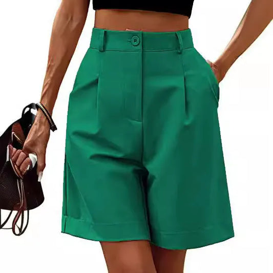 LADIES HIGH WAIST MID-LENGTH SHORTS