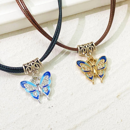 LADIES ROPE BUTTERFLY PENDANT NECKLACE