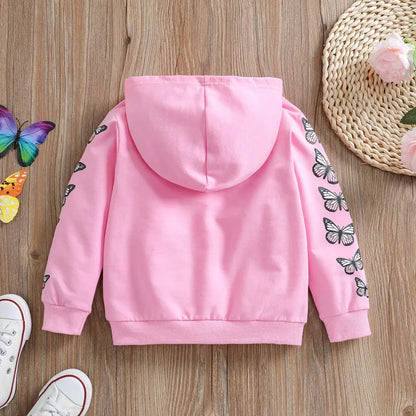 GIRL'S LONG SLEEVE BUTTERFLY ZIPPER JACKET