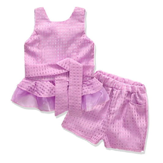 GIRL'S LONG SLEEVE MESH VEST AND SHORTS 2PCS SET