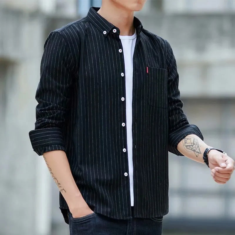 MEN'S CASUAL STRIPE LONG SLEEVE SHIRT