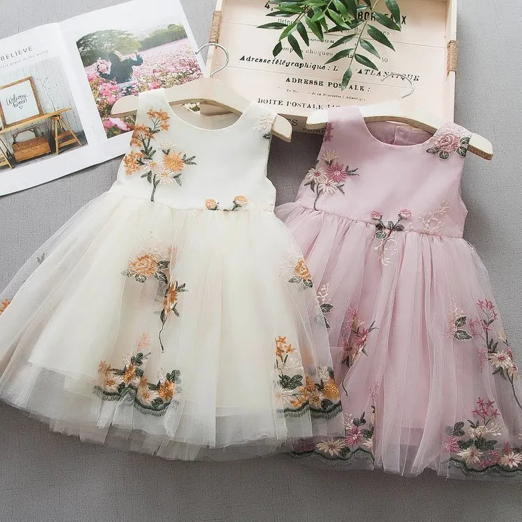 BABY GIRL'S SLEEVELESS FLORAL PRINCESS DRESS