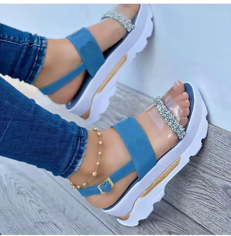 LADIES TRANSPARENT BUCKLE SANDALS