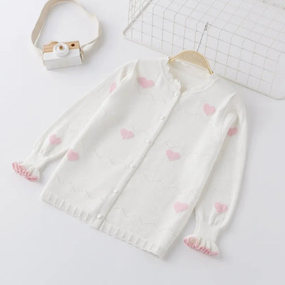 GIRL'S LONG SLEEVED THIN KNITTED CARDIGAN