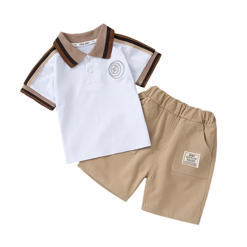 BABY BOY'S SHORT SLEEVE POLO T-SHIRT AND SHORTS 2PCS SET