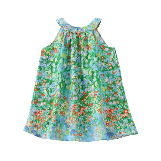 BABY GIRL'S FLOWER SLEEVELESS HALTER NECK DRESS