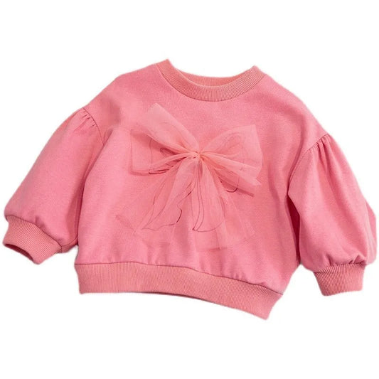 GIRL'S CUTE BOW PULLOVER LONG SLEEVE SWEATER