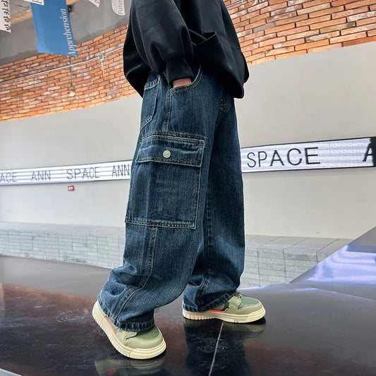 UNISEX CARGO WIDE LED JEANS