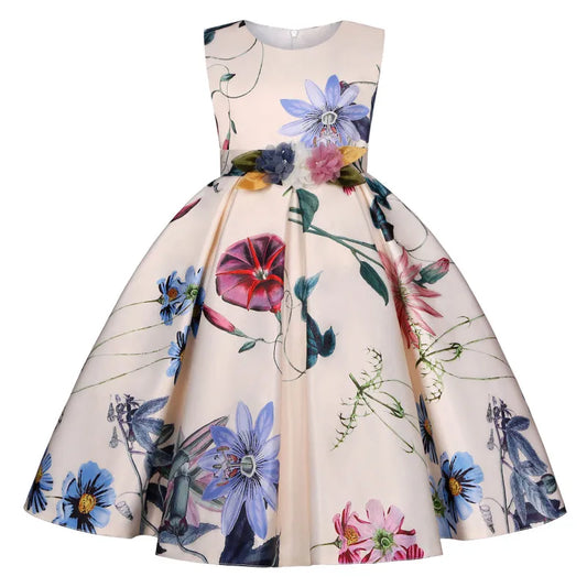 GIRL'S PRINCESS FLORAL PARTY DRESS
