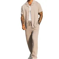 MEN'S SHORT SLEEVE SHIRT AND TROUSERS 2PCS SET