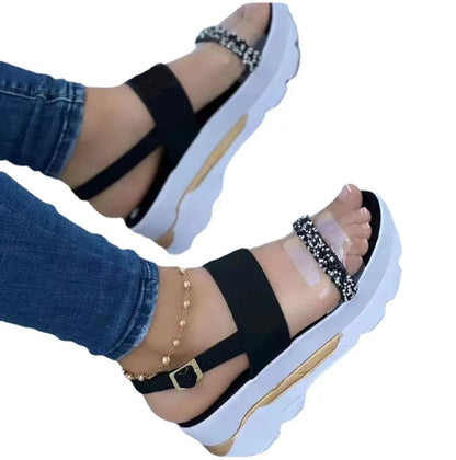 LADIES TRANSPARENT BUCKLE SANDALS