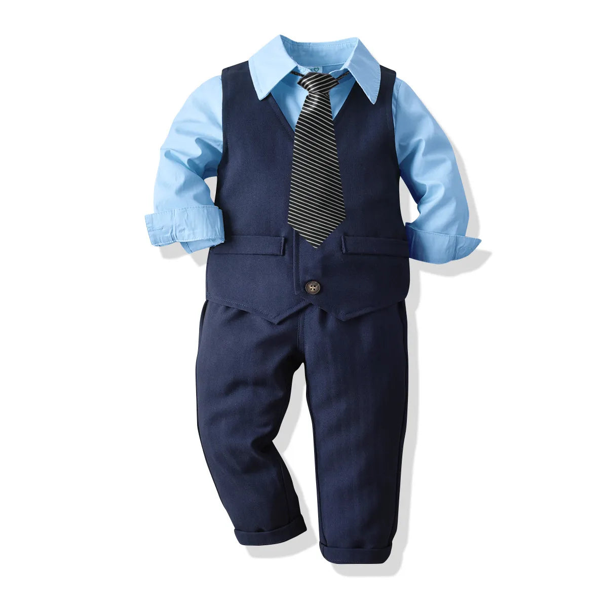 BOY'S WAISTCOAT LONG SLEEVE SHIRT AND TROUSERS 3PCS SET