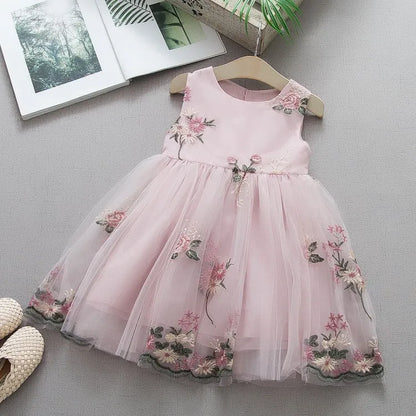 BABY GIRL'S SLEEVELESS FLORAL PRINCESS DRESS