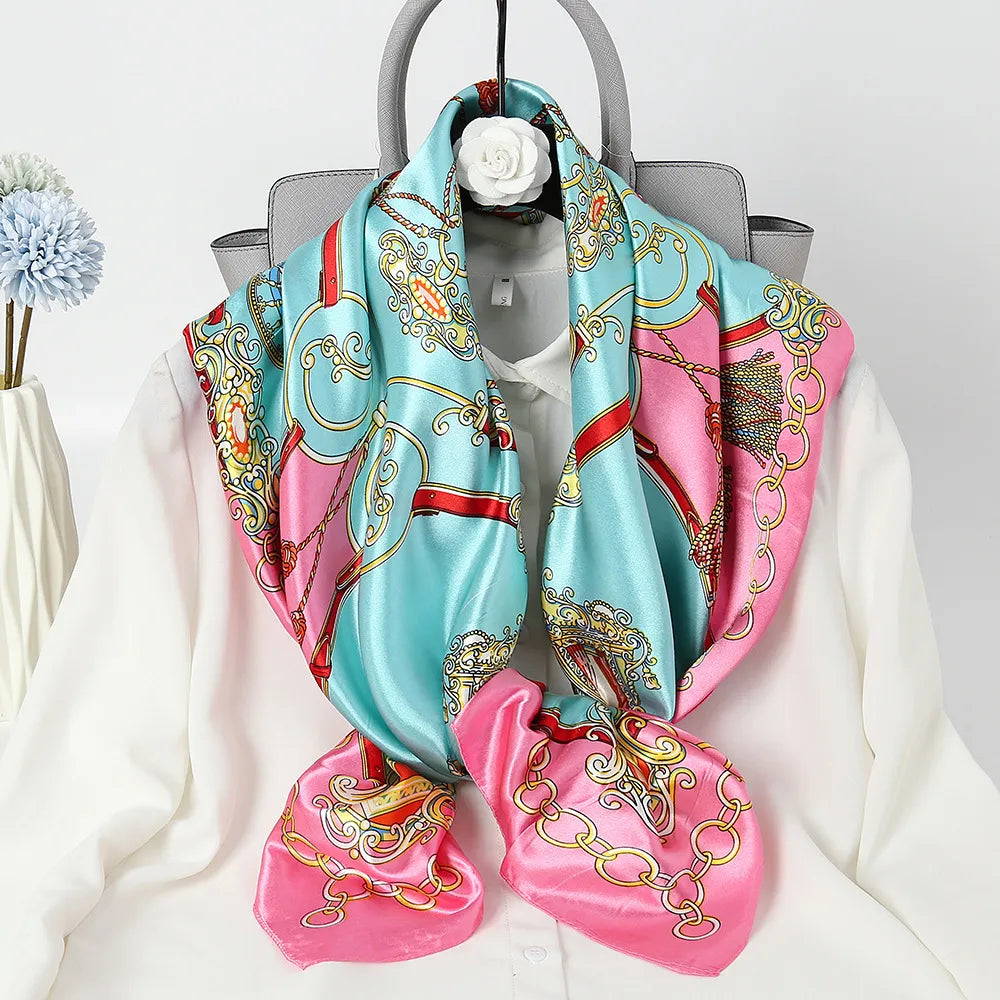 LADIES CHAIN PRINTED SILK SCARF