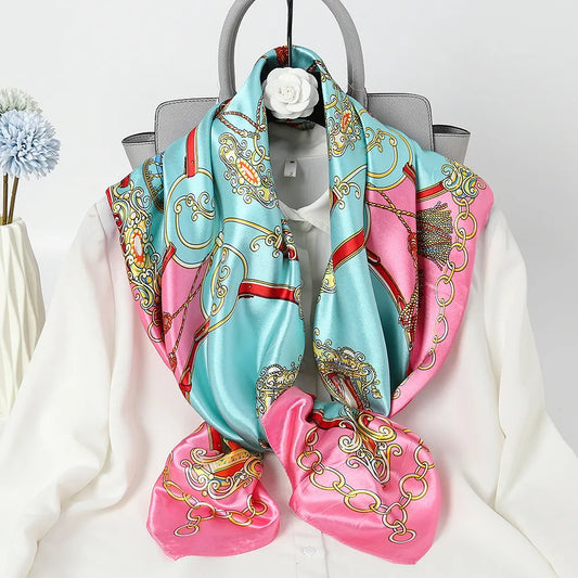 LADIES CHAIN PRINTED SILK SCARF