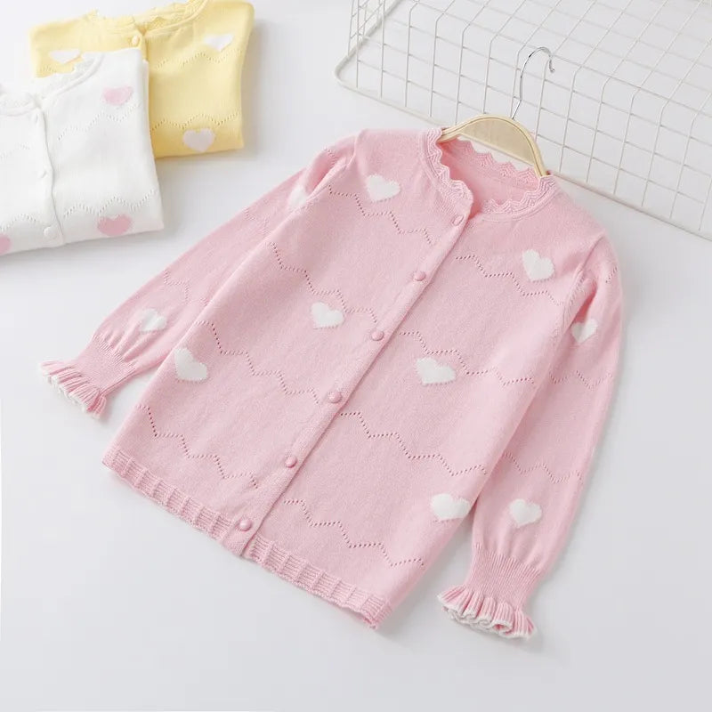 GIRL'S LONG SLEEVED THIN KNITTED CARDIGAN