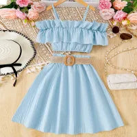 GIRL'S OFF SHOULDER TOP AND SKIRT 2PCS SET