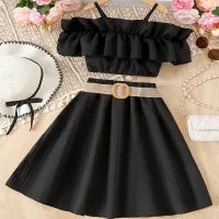 GIRL'S OFF SHOULDER TOP AND SKIRT 2PCS SET