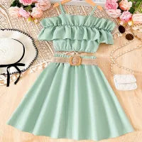 GIRL'S OFF SHOULDER TOP AND SKIRT 2PCS SET