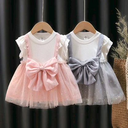 BABY GIRL'S 2 PCS SET BOW PRINCESS DRESS