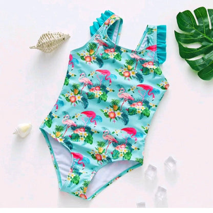 GIRL'S RUFFLED STRAP ONE-PIECE SWIMSUIT