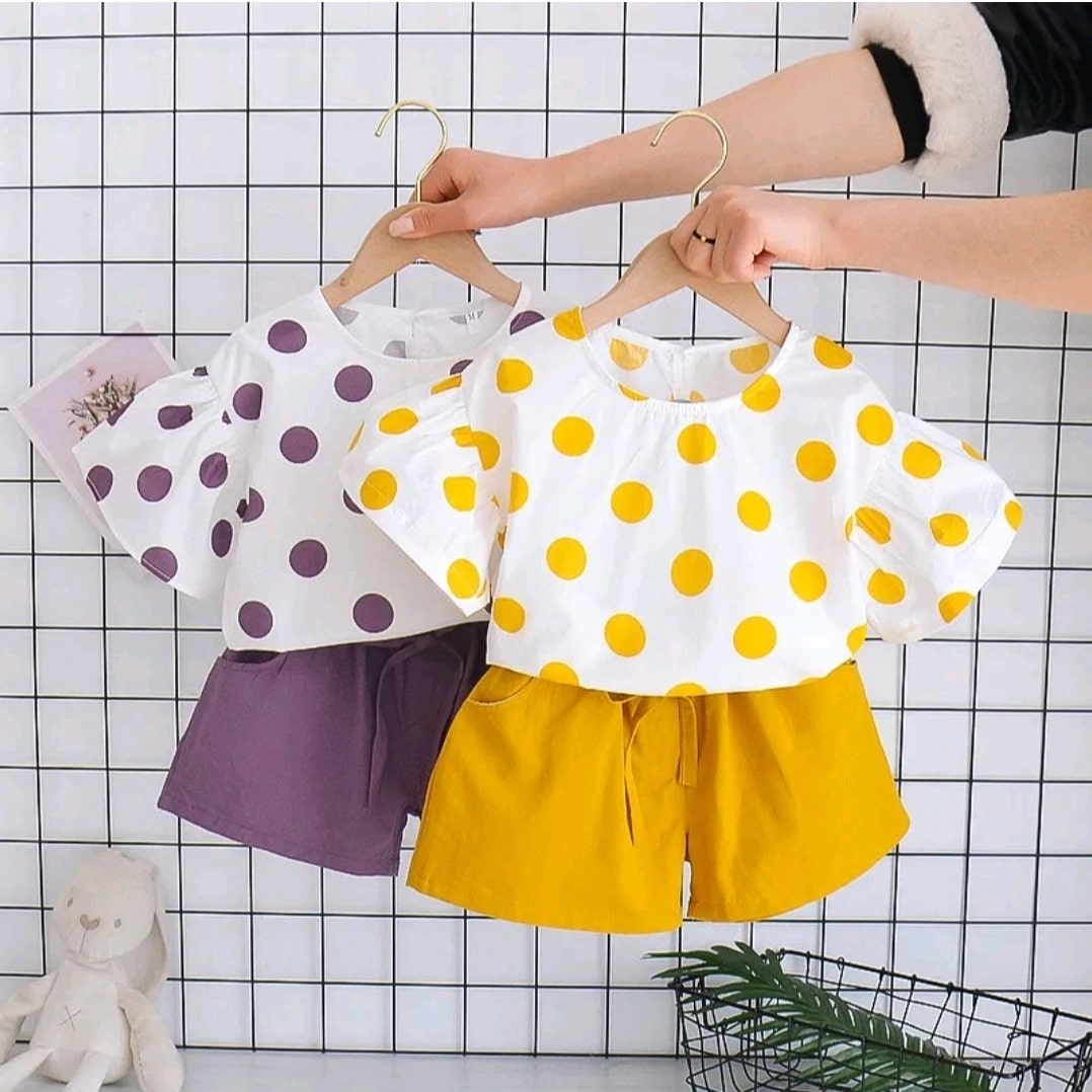 BABY GIRL'S POLKA DOT 2PCS SHORTS SET