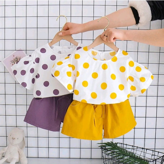 BABY GIRL'S POLKA DOT 2PCS SHORTS SET