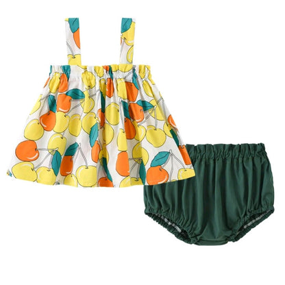 GIRL'S CUTE CARTOON PRINT CAMISOLE & ELASTIC SHORTS SET