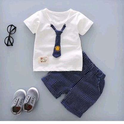 BOY'S TIE PRINT 2 PCS SHORTS SET