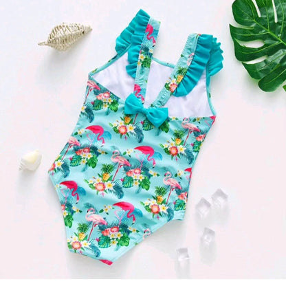 GIRL'S RUFFLED STRAP ONE-PIECE SWIMSUIT