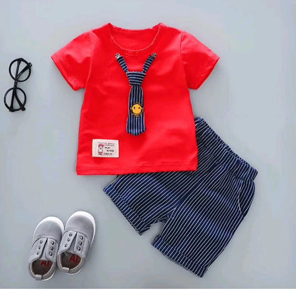 BOY'S TIE PRINT 2 PCS SHORTS SET