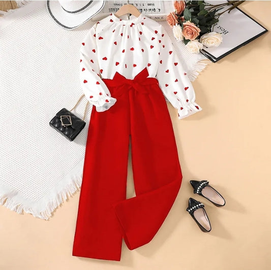 GIRL'S LONG SLEEVE BLOUSE AND TROUSERS SET